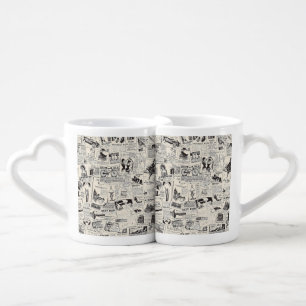 Vintage Newspaper   Coffee Mug Set