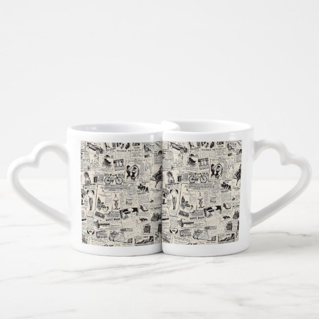 Vintage Newspaper   Coffee Mug Set (Front Nesting)
