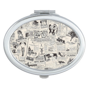 Vintage Newspaper Compact Mirror