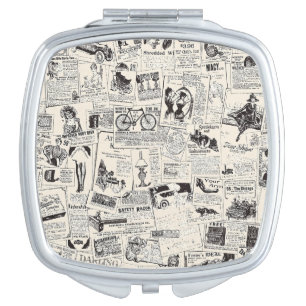 Vintage Newspaper Compact Mirror