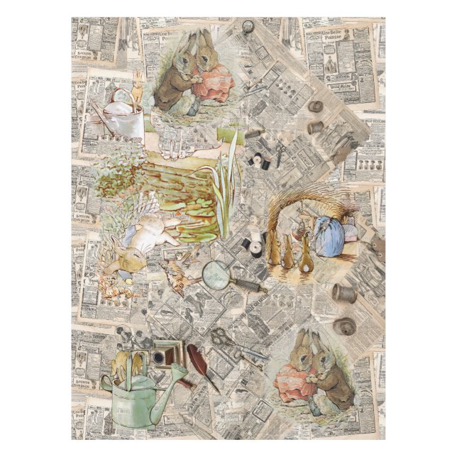 vintage newspaper composition tablecloth (Front)