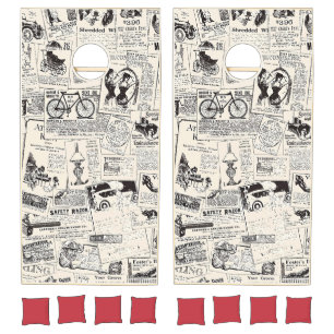 Vintage Newspaper Cornhole Set