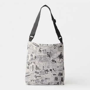 Vintage Newspaper Crossbody Bag