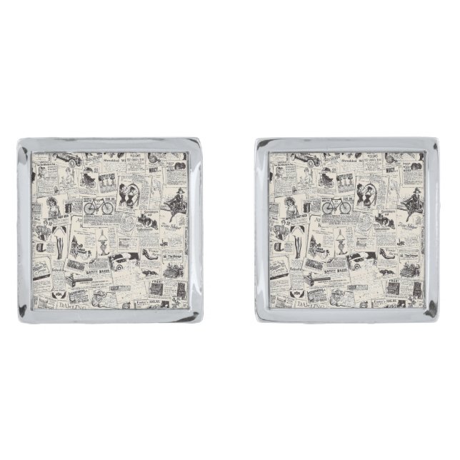Vintage Newspaper   Cufflinks (Front)