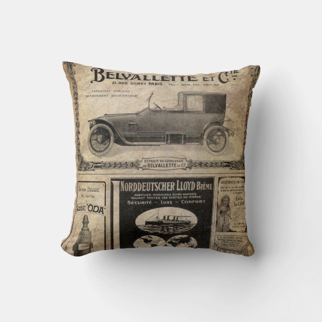 Vintage Newspaper Custom Gift Throw Pillow (Front)