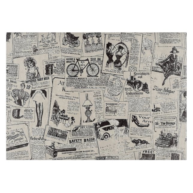 Vintage Newspaper   Cutting Board (Front)