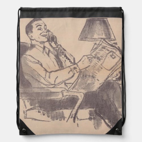 Vintage Newspaper Dad Drawstring Backpack