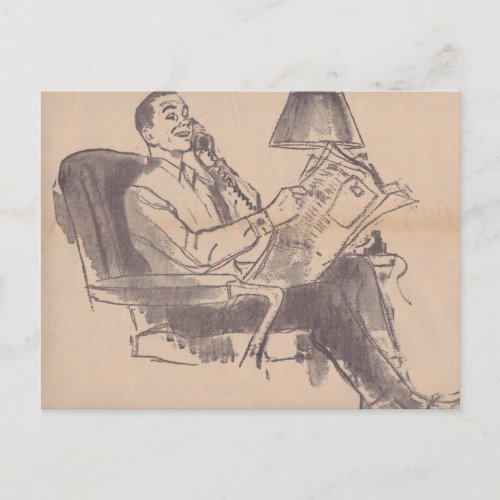 Vintage Newspaper Dad Postcard