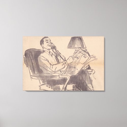 Vintage Newspaper Dad Stretched Canvas Print