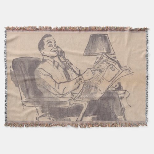 Vintage Newspaper Dad Throw Blanket