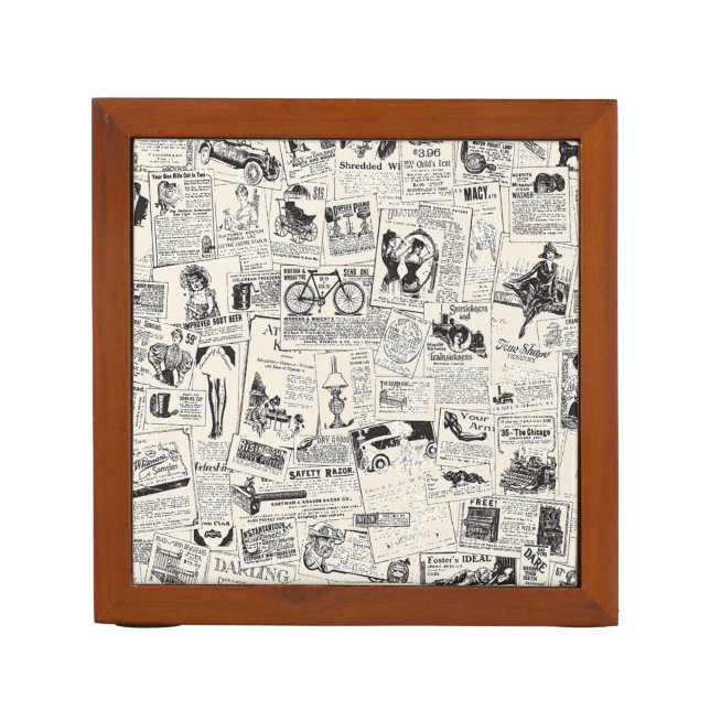 Vintage Newspaper   Desk Organizer (Front)