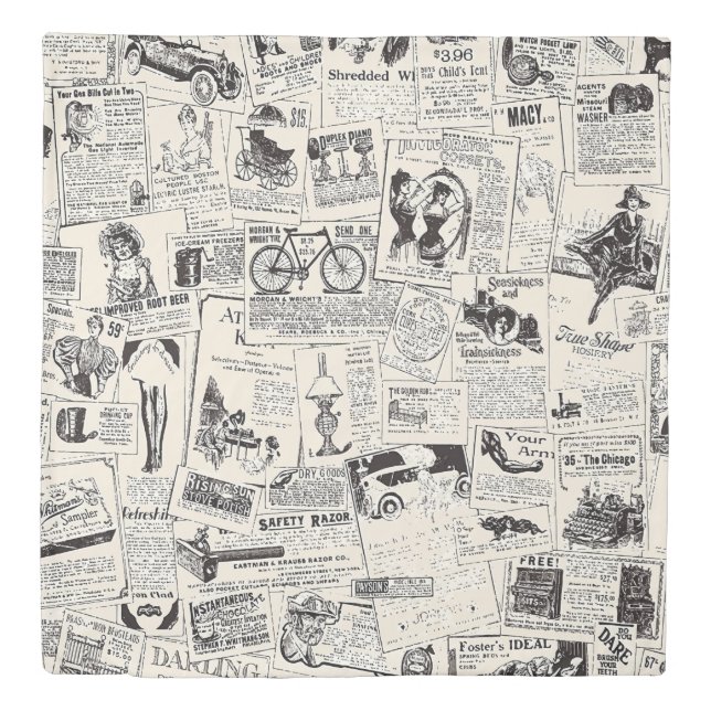 Vintage Newspaper Duvet Cover (Front)