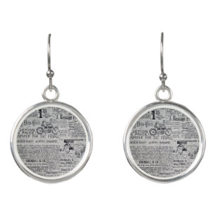 vintage newspaper earrings