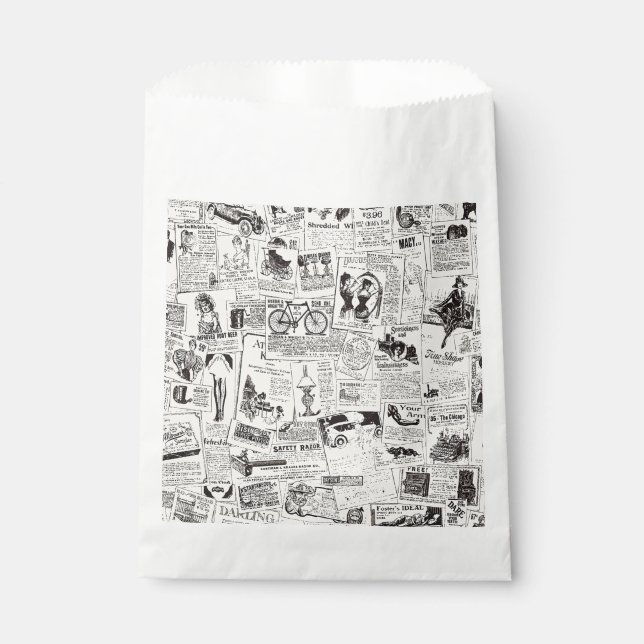Vintage Newspaper   Favor Bag (Front)