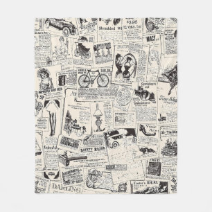 Vintage Newspaper   Fleece Blanket