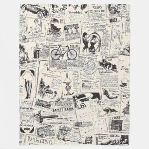 Vintage Newspaper Fleece Blanket