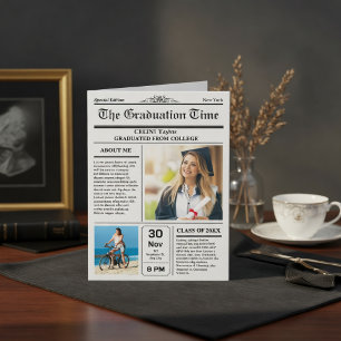 Vintage Newspaper Front Page Class of 2026 Grad Invitation