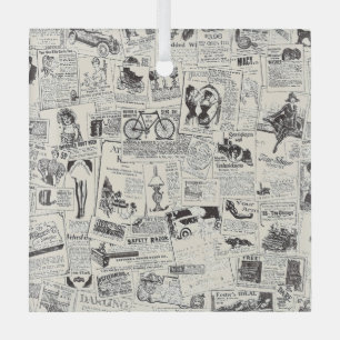 Vintage Newspaper   Glass Ornament