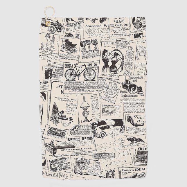Vintage Newspaper  Golf Towel (Front)