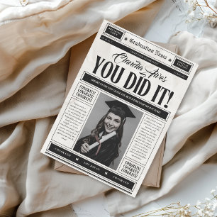Vintage Newspaper Graduation Announcement Card