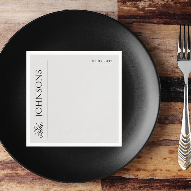 Vintage Newspaper Gray Family Last Name Wedding Napkins (Creator Uploaded)