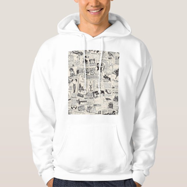 Vintage Newspaper   Hoodie (Front)