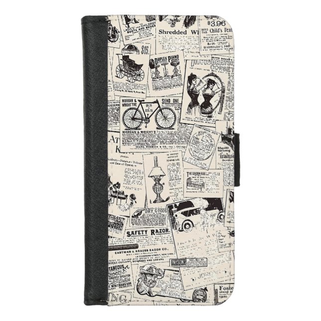 Vintage Newspaper  iPhone Wallet Case (Front)