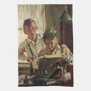 Vintage Newspaper Journalists, Writers Typewriter Kitchen Towel