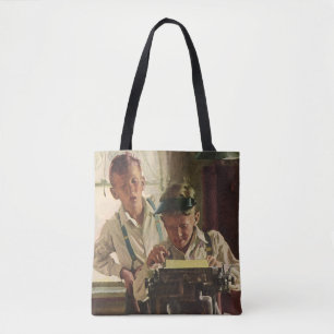 Vintage Newspaper Journalists, Writers Typewriter Tote Bag
