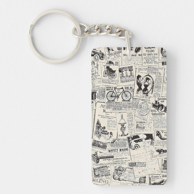 Vintage Newspaper   Keychain (Front)