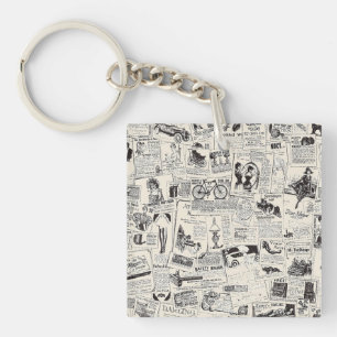 Vintage Newspaper Keychain