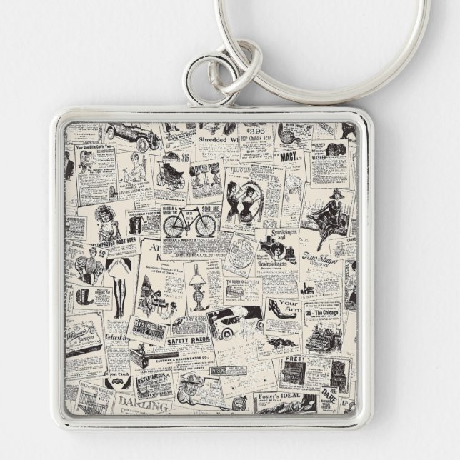 Vintage Newspaper   Keychain (Front)