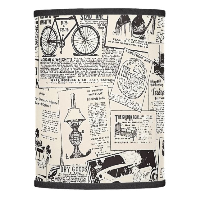 Vintage Newspaper   Lamp Shade (Front)