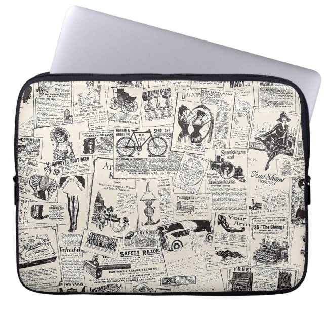 Vintage Newspaper   Laptop Sleeve (Front)