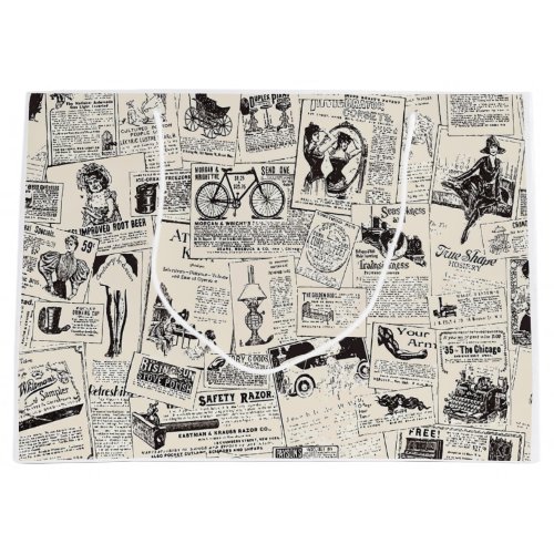 Vintage Newspaper   Large Gift Bag