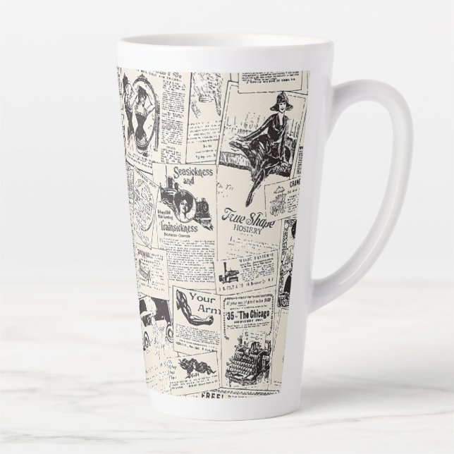 Vintage Newspaper  Latte Mug (Right)