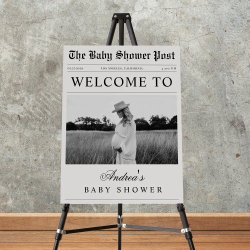 Vintage Newspaper Look Baby Shower Welcome Sign