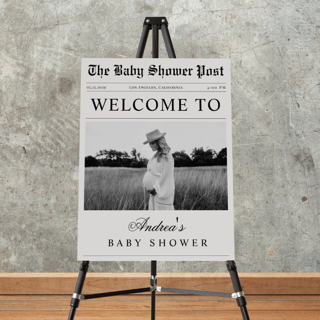 Vintage Newspaper Look Baby Shower Welcome Sign (Creator Uploaded)
