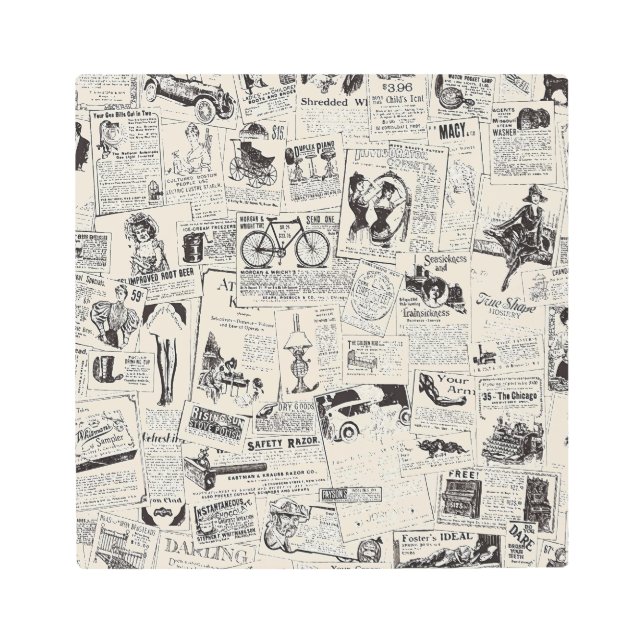 Vintage Newspaper  Metal Print (Front)
