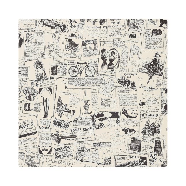 Vintage Newspaper   Metal Print (Front)