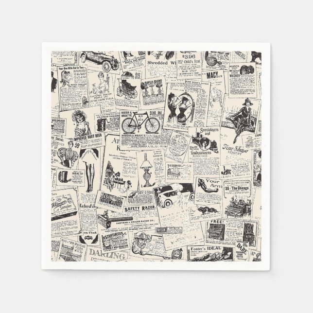 Vintage Newspaper   Napkins (Front)