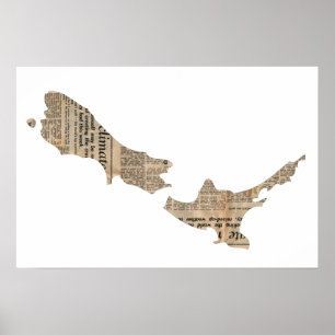 Vintage Newspaper New Zealand Overlay Poster