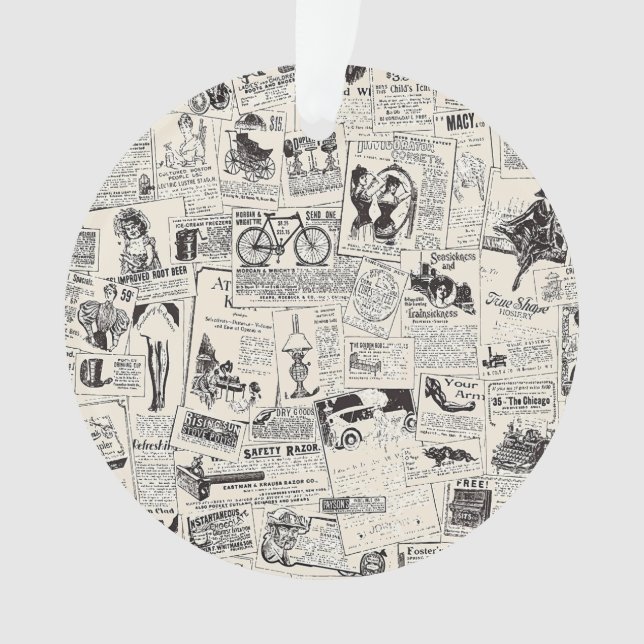 Vintage Newspaper  Ornament (Front)