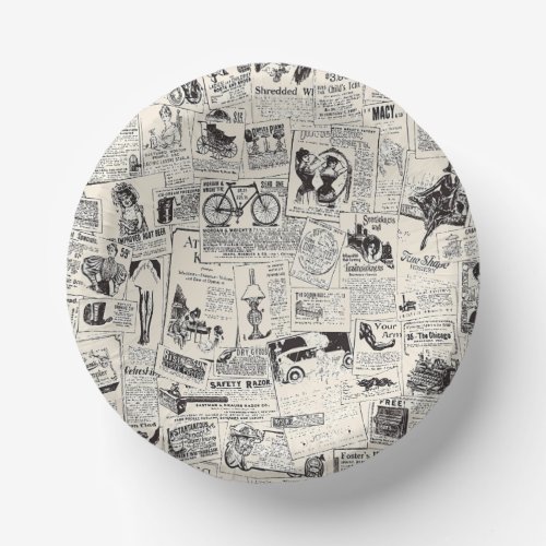 Vintage Newspaper  Paper Bowls