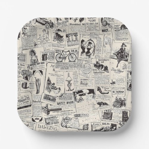 Vintage Newspaper   Paper Plates