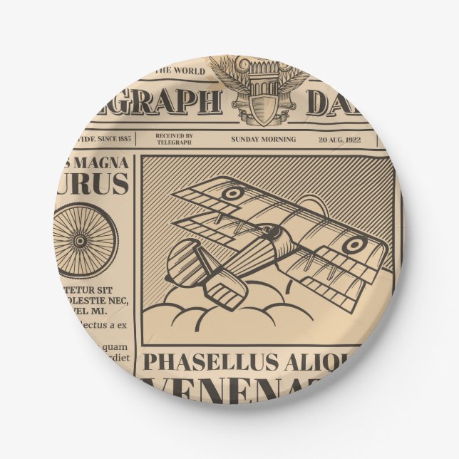 vintage newspaper paper plates (Front)