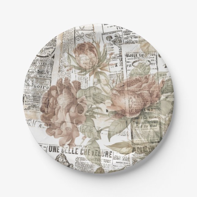 vintage newspaper paper plates (Front)