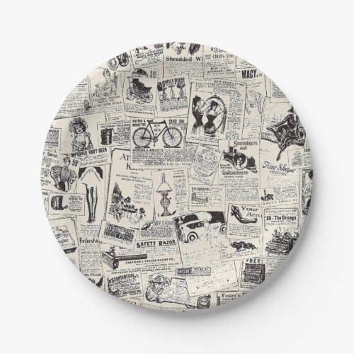 Vintage Newspaper   Paper Plates