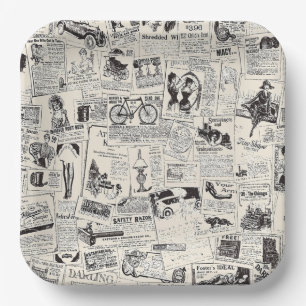 Vintage Newspaper  Paper Plates