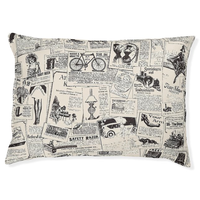 Vintage Newspaper  Pet Bed (Front)